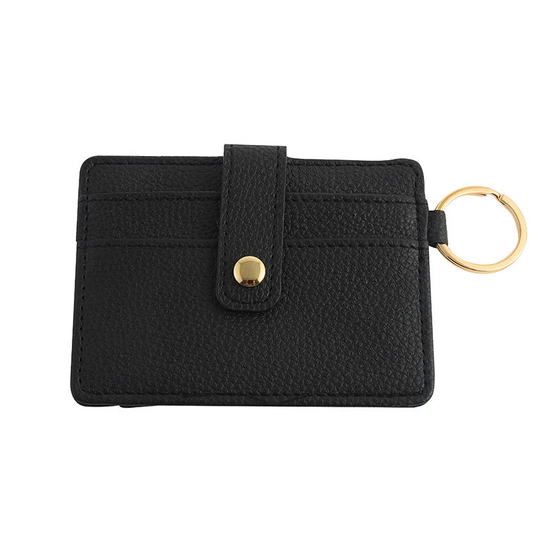 Wholesale PU Cow Pattern Solid Color Card Holder Keychain